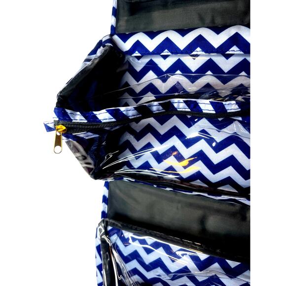 JM New York Blue White Large Cosmetic Caddie Makeup Case - Picture 7 of 9